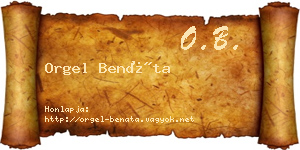 Orgel Benáta névjegykártya